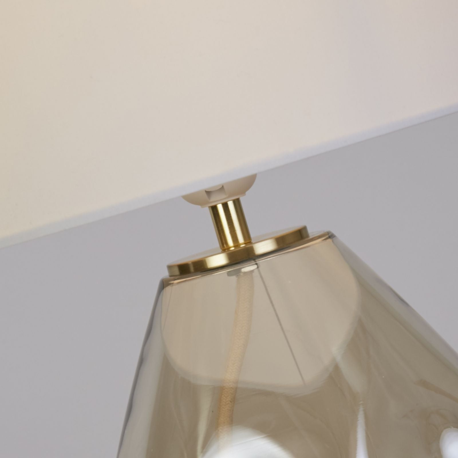 Lampada da tavolo Devon 1Lt, vetro punzonato champagne con bianco sporco