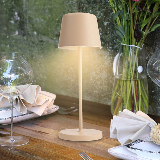 Lampada senza fili da tavolo moderna IP65 ricaricabile USB luce TOUCH dimmerabile atmosfera tavolini bar ristorante BEIGE