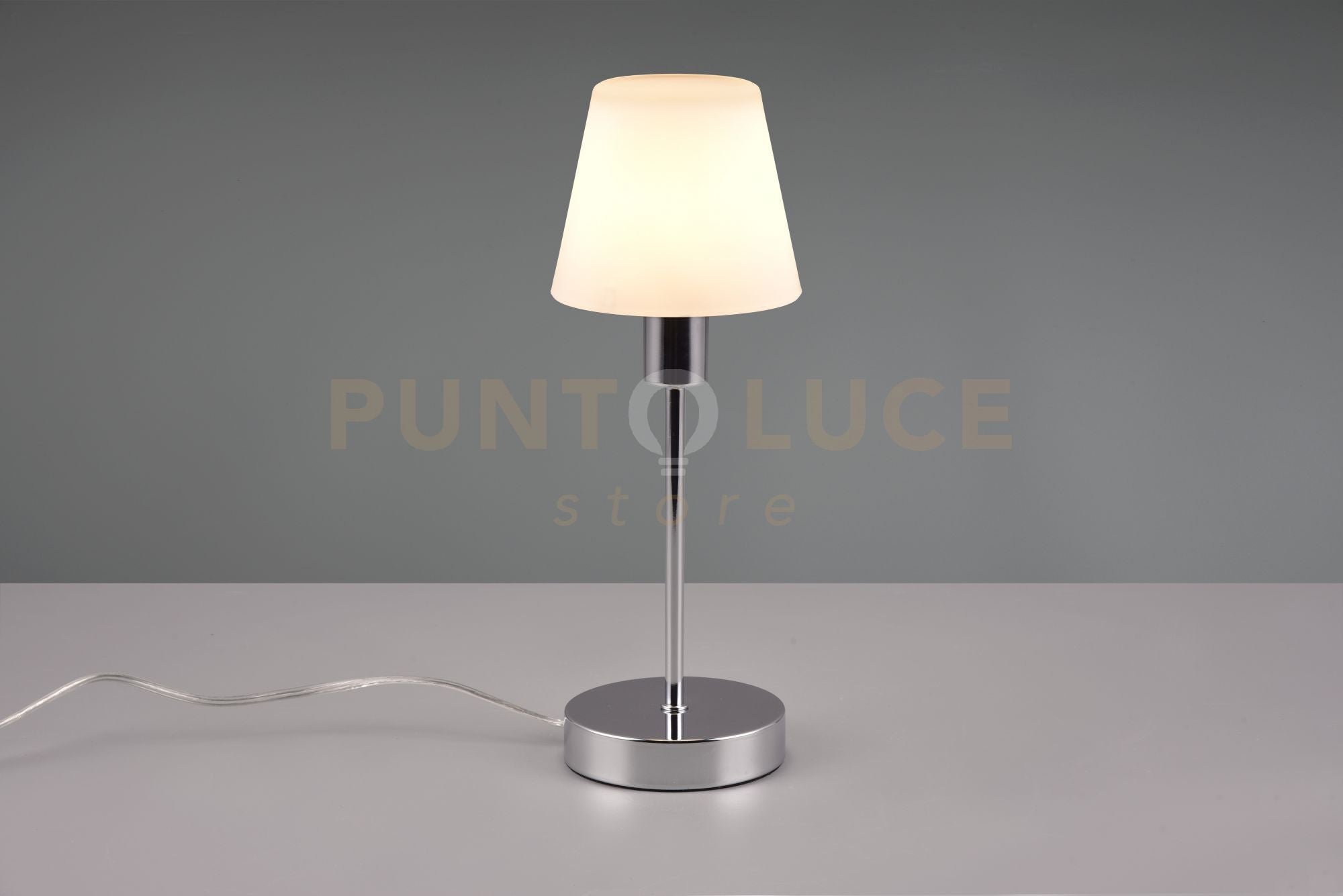 LUIS II LAMPADA VETRO BIANCO MONTATURA CROMO H.32CM 1 LUCE ATTACCO E14