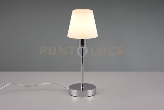 LUIS II LAMPADA VETRO BIANCO MONTATURA CROMO H.32CM 1 LUCE ATTACCO E14