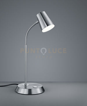 NARCOS LAMPADA TAVOLO LED 6,9W · 1x 660lm, 3000K ACCIAIO CON DIFFUSORE CONICO DIMMERABILE H.38CM NICKEL