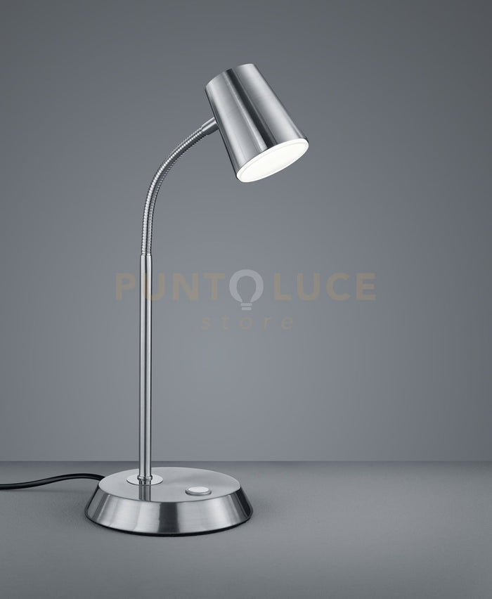 NARCOS LAMPADA TAVOLO LED 6,9W · 1x 660lm, 3000K ACCIAIO CON DIFFUSORE CONICO DIMMERABILE H.38CM NICKEL