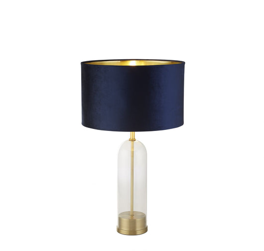 Lampada da tavolo Oxford - Vetro, ottone, paralume in velluto blu navy