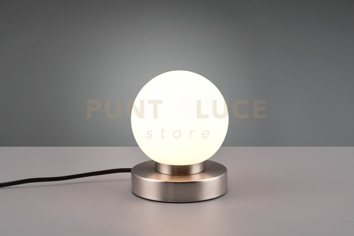 PRINZ II LAMPADA ACCIAIO SFERA BIANCA H.15CM 1 LUCE ATTACCO E14