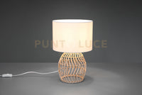 RIKE LAMPADA DA TAVOLO IN RATTAN EFFETTO NATURALE CON PARALUME BIANCO H. 38CM 1 LUCE ATTACCO E27