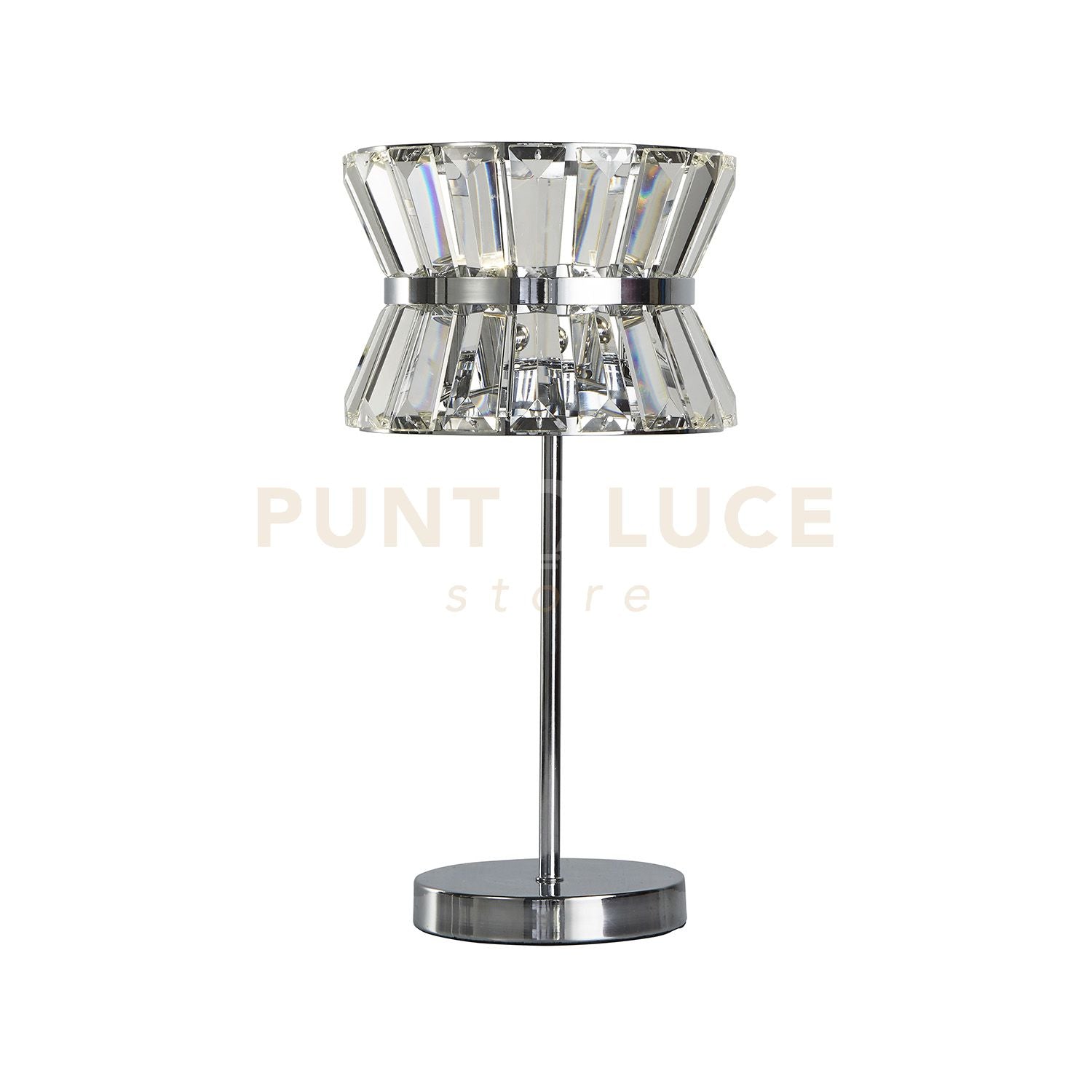 Lampada da tavolo Uptown 2Lt - Metallo cromato e cristallo trasparente