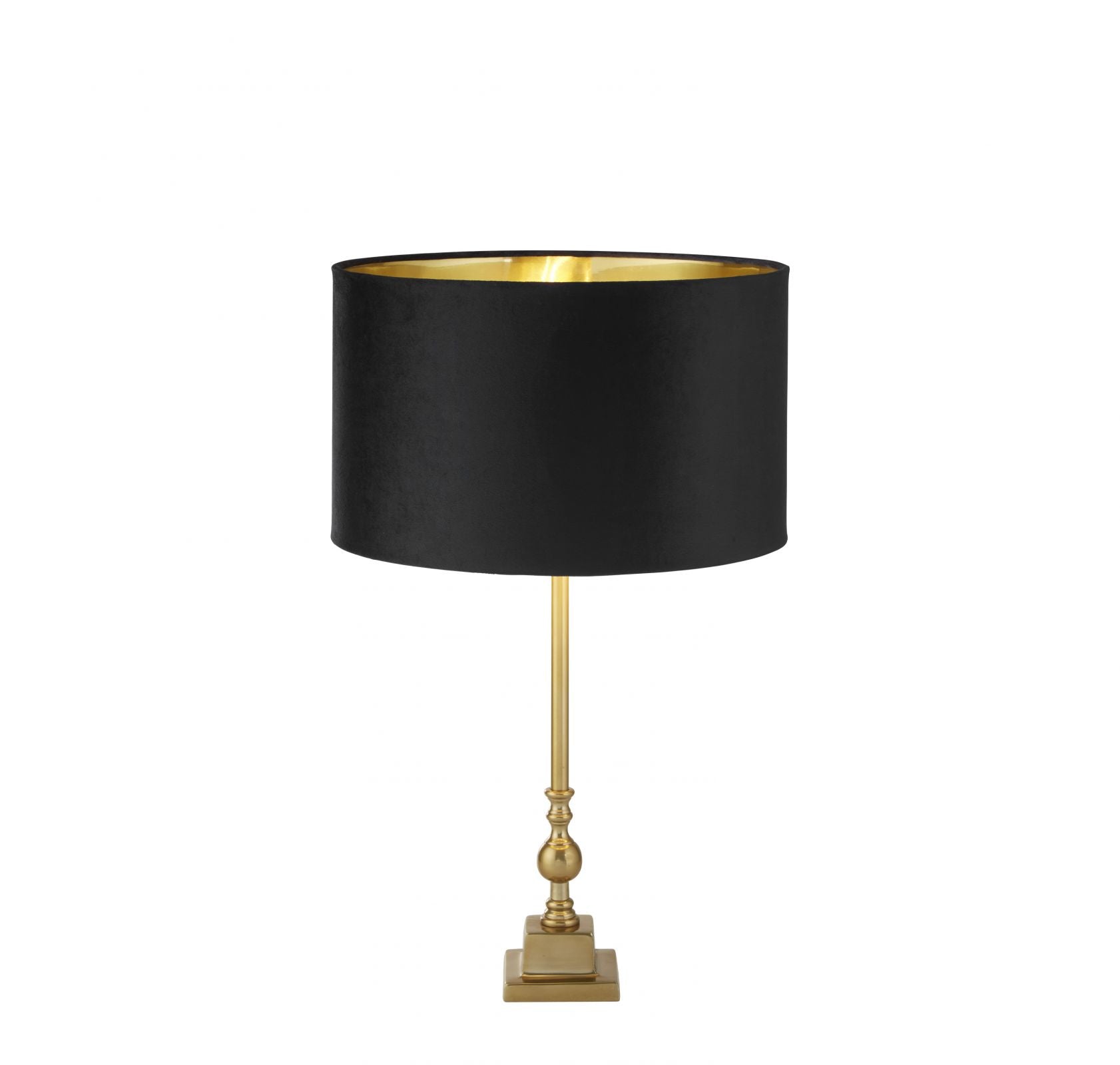 Lampada da tavolo Whitby - Ottone anticato e paralume in velluto nero