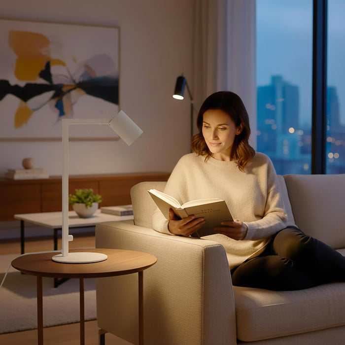 Lampada LED da tavolo scrivania comodino GU10 elegante moderna luce orientabile salotto ufficio camera albergo 230V BIANCO