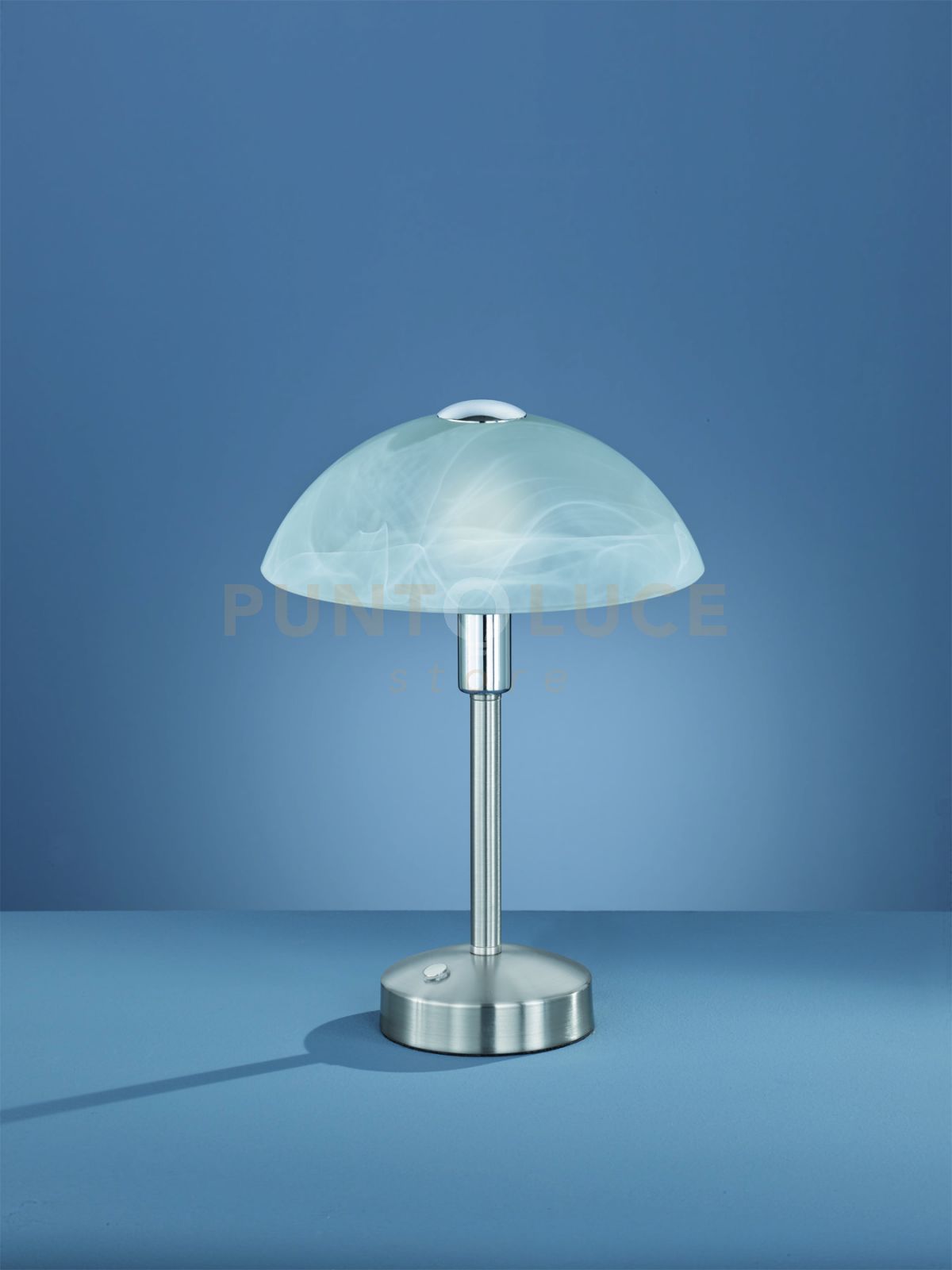 DONNA LAMPADA DA TAVOLO LED 4,5W · 1x 450lm, 3000K CON VETRO ALABASTRO E MONTATURA ACCIAIO SATINATO CON TOUCH DIMMER 4 INTENSITA' H. 30CM, D.22,5CM