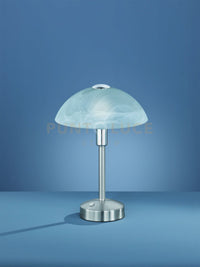 DONNA LAMPADA DA TAVOLO LED 4,5W · 1x 450lm, 3000K CON VETRO ALABASTRO E MONTATURA ACCIAIO SATINATO CON TOUCH DIMMER 4 INTENSITA' H. 30CM, D.22,5CM