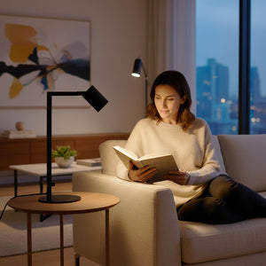 Lampada LED da tavolo scrivania comodino GU10 elegante moderna luce orientabile salotto ufficio camera albergo 230V NERO