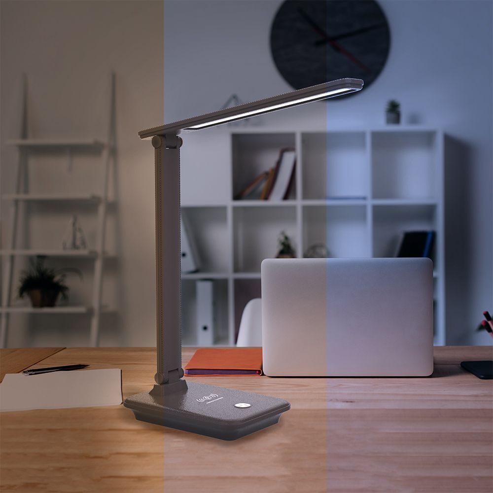 Lampada da tavolo pieghevole 180° 3 colori con ricarica wireless QI 10W AT76284