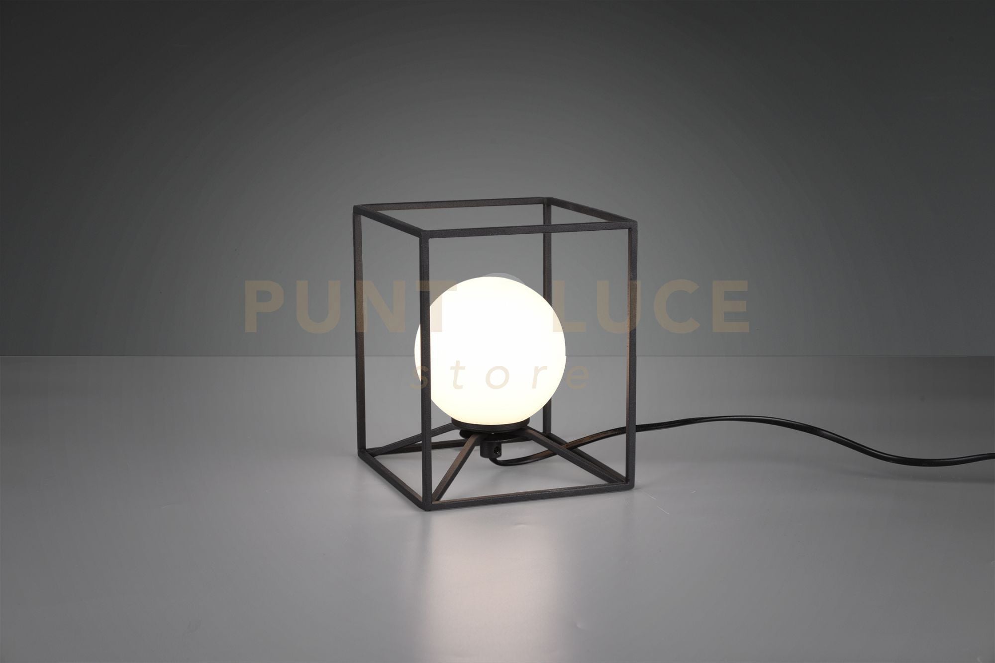 Lampada da tavolo sfera di vetro GABBIA struttura metallo R50401032 nero e bianco