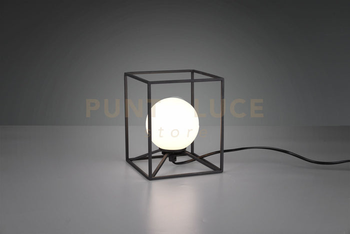 Lampada da tavolo sfera di vetro GABBIA struttura metallo R50401032 nero e bianco