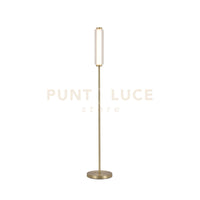 Lampada da terra a LED Mod, metallo ottone satinato, acrilico opalino e trasparente