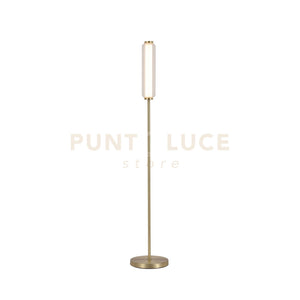 Lampada da terra a LED Mod, metallo ottone satinato, acrilico opalino e trasparente