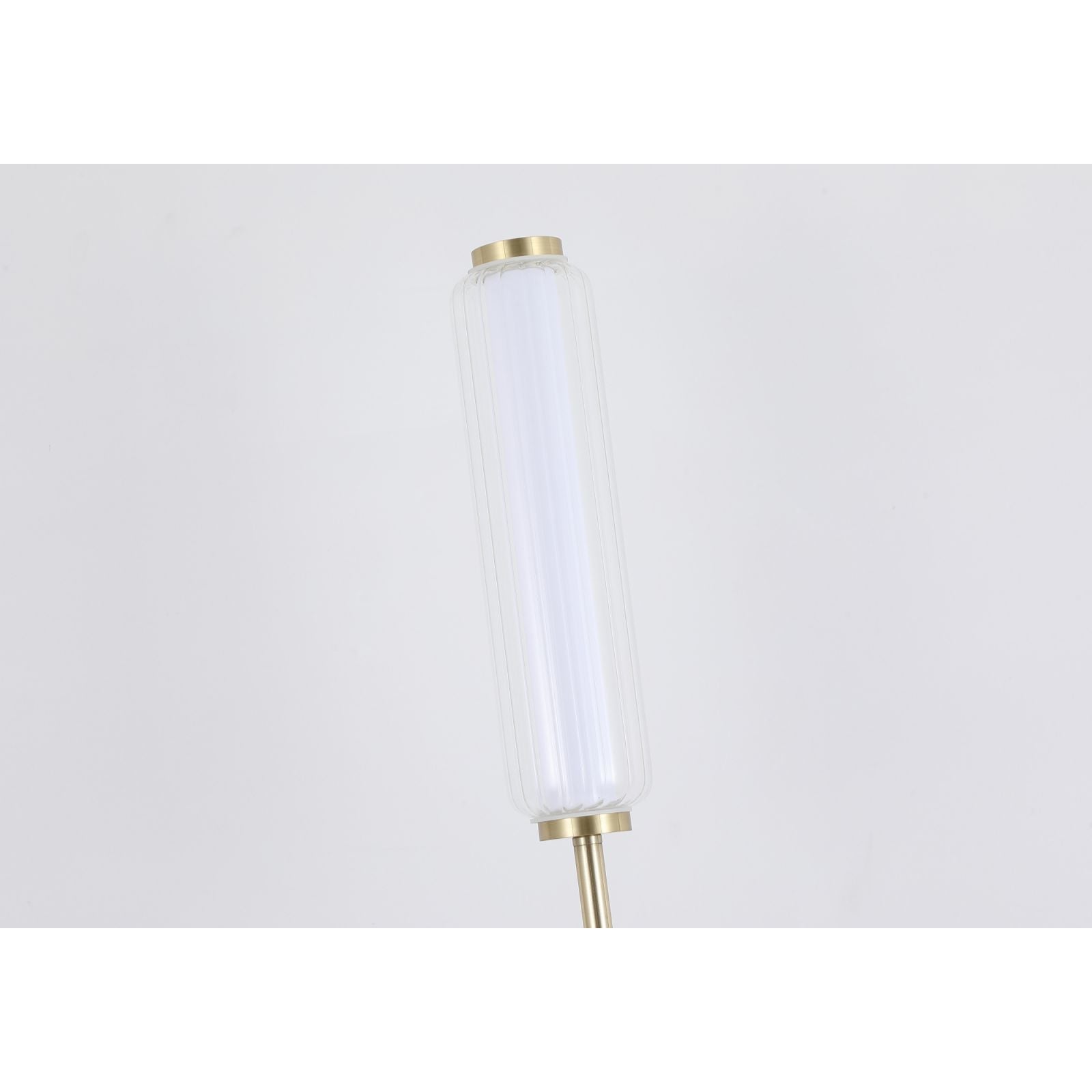 Lampada da terra a LED Mod, metallo ottone satinato, acrilico opalino e trasparente