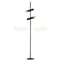 Lampada da terra a cilindro - Metallo nero e oro