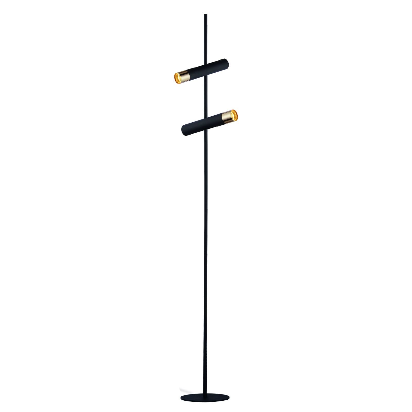 Lampada da terra a cilindro - Metallo nero e oro