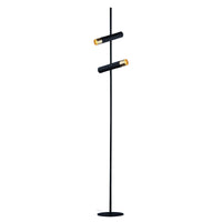 Lampada da terra a cilindro - Metallo nero e oro