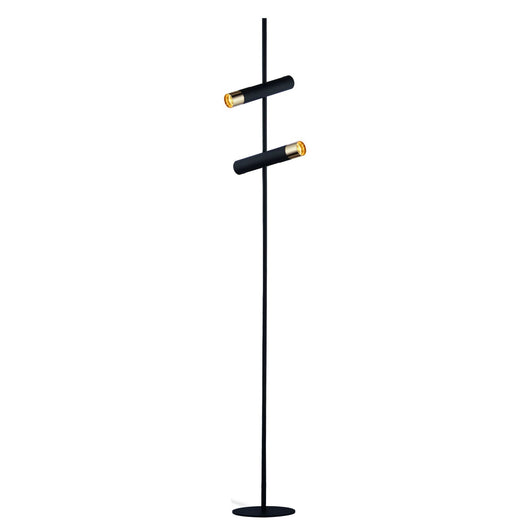 Lampada da terra a cilindro - Metallo nero e oro