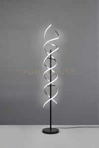 SEQUENCE PIANTANA LED 32W 4000lm, 2300+3000+4000K SPIRALE METALLO ALLUMINIO E NERO CON REGOLAZIONE INTENSITA' E TEMPERATURA DI COLORE DELLA LUCE CON INTERRUTTORE TOUCH H. 150CM