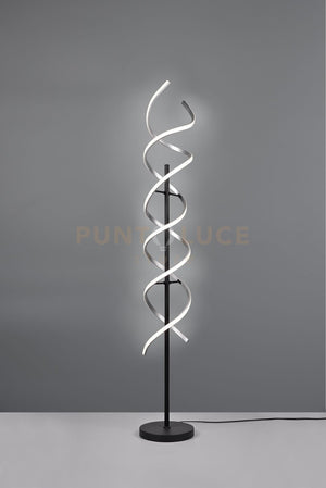 SEQUENCE PIANTANA LED 32W 4000lm, 2300+3000+4000K SPIRALE METALLO ALLUMINIO E NERO CON REGOLAZIONE INTENSITA' E TEMPERATURA DI COLORE DELLA LUCE CON INTERRUTTORE TOUCH H. 150CM