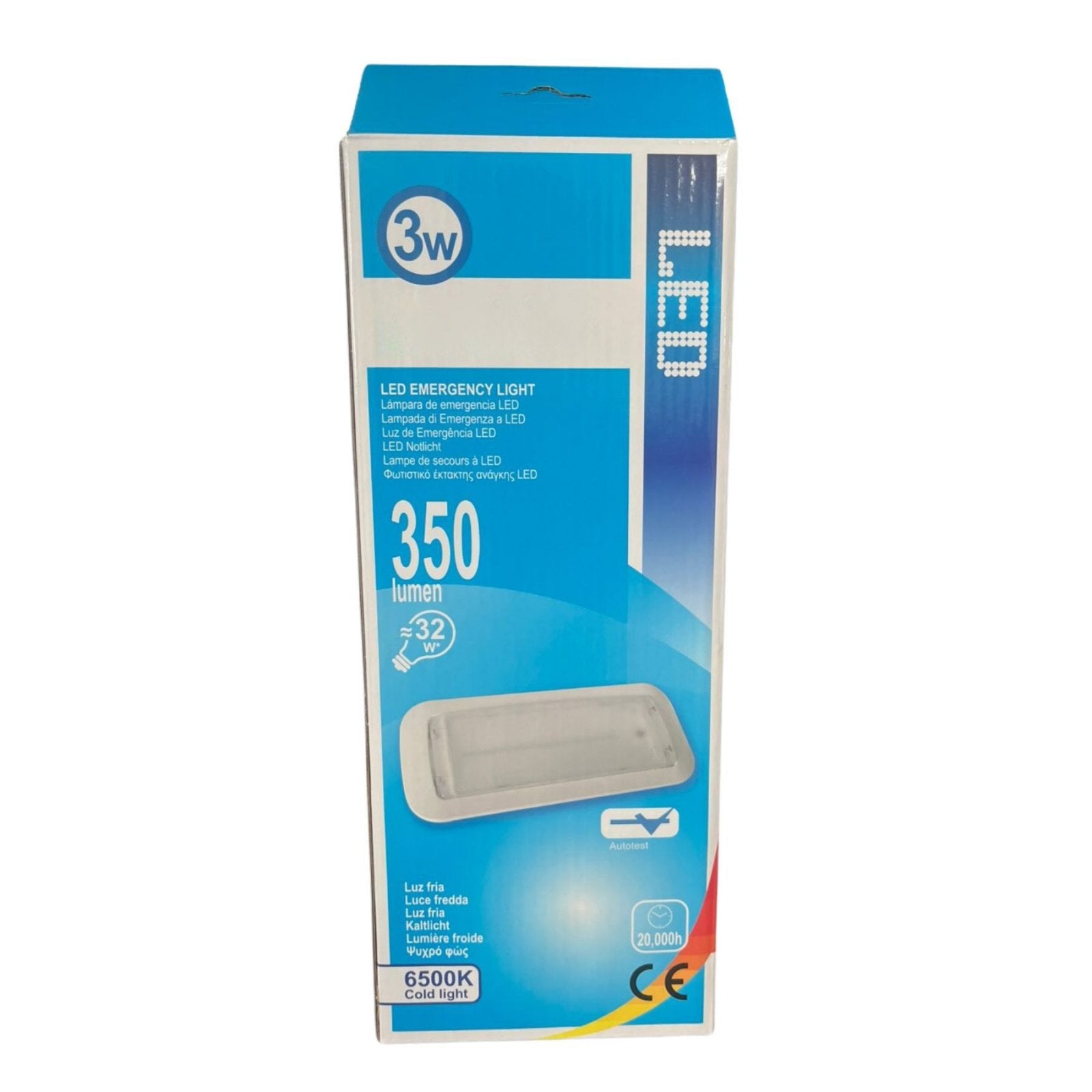 Lampada di Emergenza Da Incasso a LED 3W 350lm, Luce Fredda 6500K Autonomia 3 Ore Batteria Ricaricabile al Litio IP40