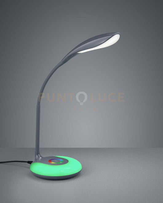 KRAIT LAMPADA DA STUDIO LED 3,5W 300lm, 3000K ANTRACITE CON BASE LUMINOSA RGB E DIFFUSORE FLESSIBILE CON 4 REGOLAZIONI INTENSITA' TOUCH H. 34CM