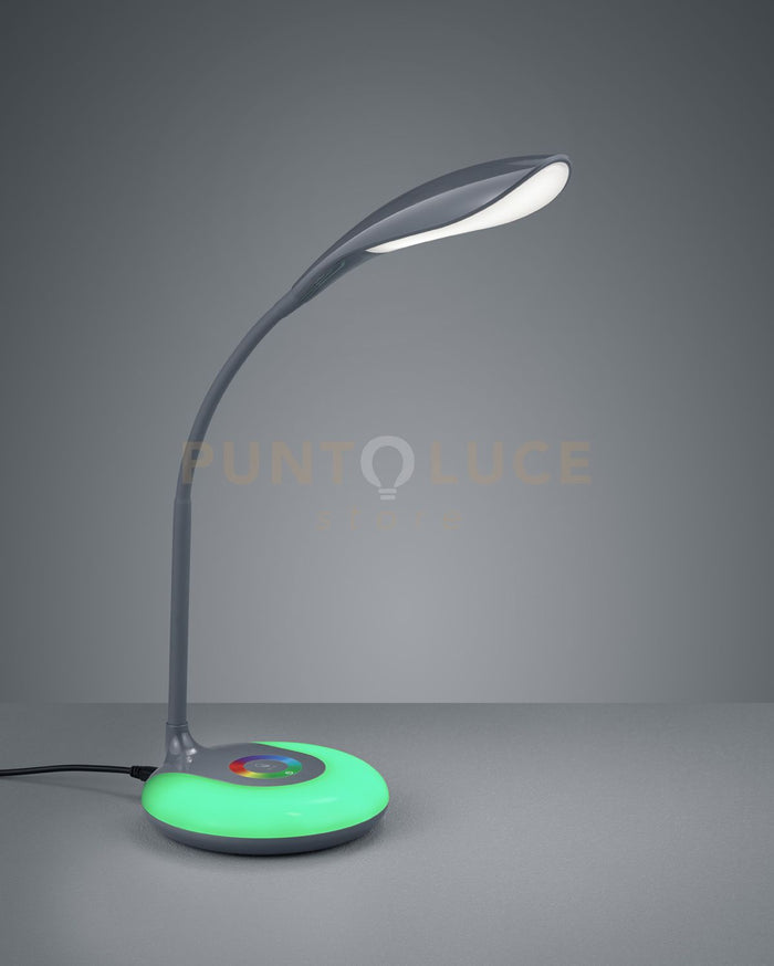 KRAIT LAMPADA DA STUDIO LED 3,5W 300lm, 3000K ANTRACITE CON BASE LUMINOSA RGB E DIFFUSORE FLESSIBILE CON 4 REGOLAZIONI INTENSITA' TOUCH H. 34CM