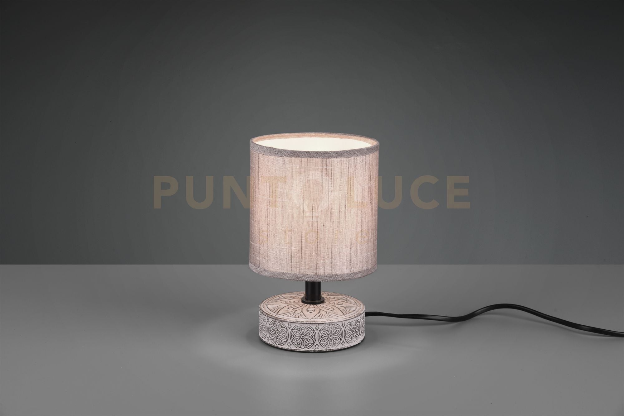 MARIE LAMPADA DA TAVOLO BASE CERAMICA DECORATA CON PARALUME MARRONE H. 20,5CM ATTACCO E14