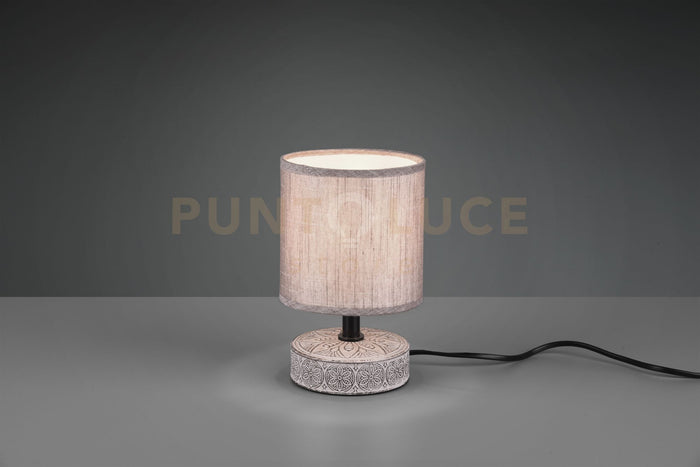 MARIE LAMPADA DA TAVOLO BASE CERAMICA DECORATA CON PARALUME MARRONE H. 20,5CM ATTACCO E14