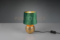 SOPHIA LAMPADA DA TAVOLO BASE CERAMICA ORO E PARALUME EFFETTO VELLUTO VERE H. 26CM 1 LUCE ATTACCO E 14