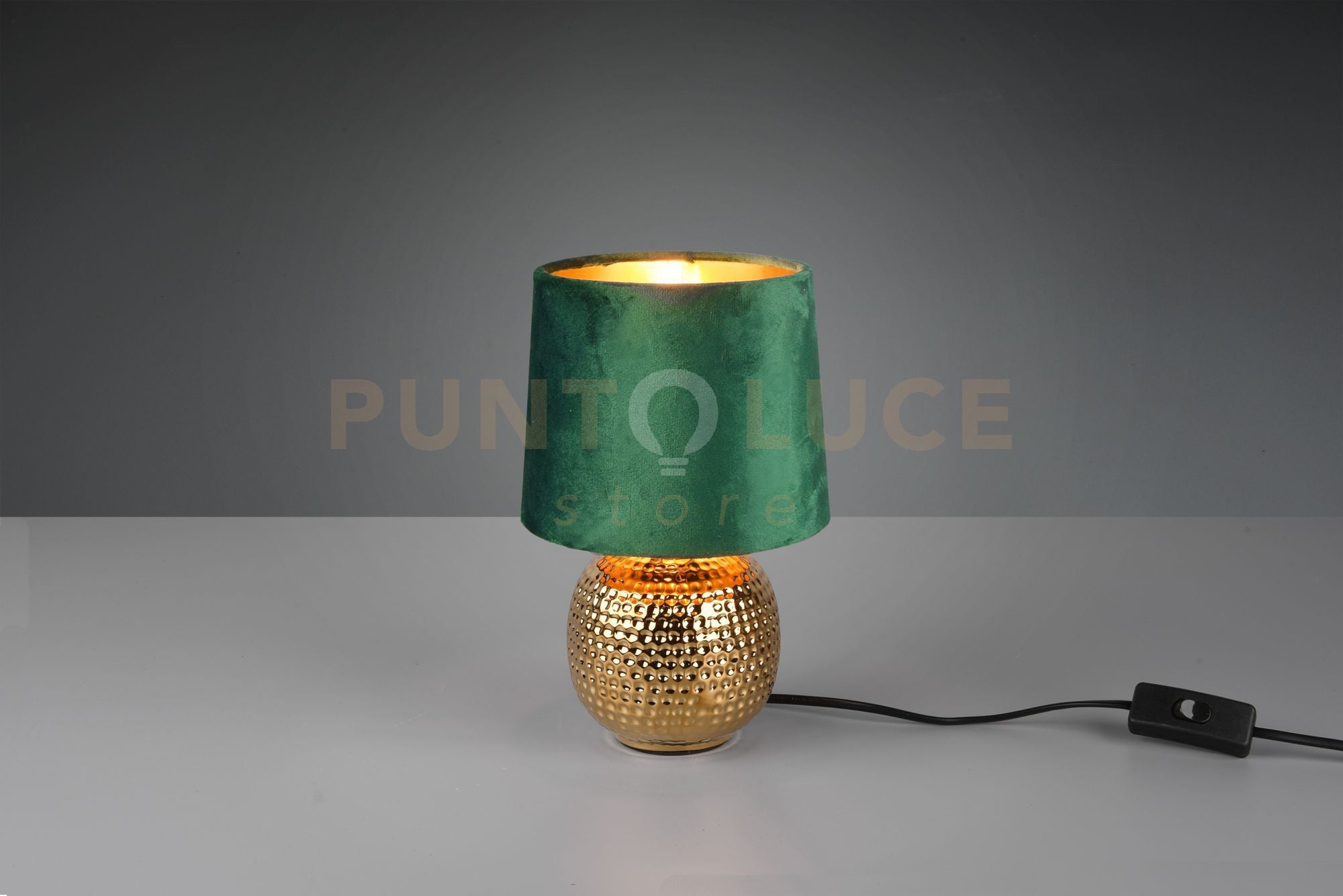 SOPHIA LAMPADA DA TAVOLO BASE CERAMICA ORO E PARALUME EFFETTO VELLUTO VERE H. 26CM 1 LUCE ATTACCO E 14