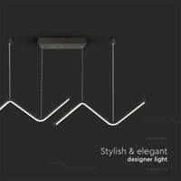 Lampadario LED a Sospensione 12W 1280lm dal Design Moderno Doppia Barra Led ZigZag Colore Nero 4000K SKU-6937