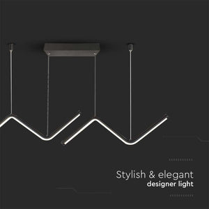 Lampadario LED a Sospensione 12W 1280lm dal Design Moderno Doppia Barra Led ZigZag Colore Nero 4000K SKU-6937
