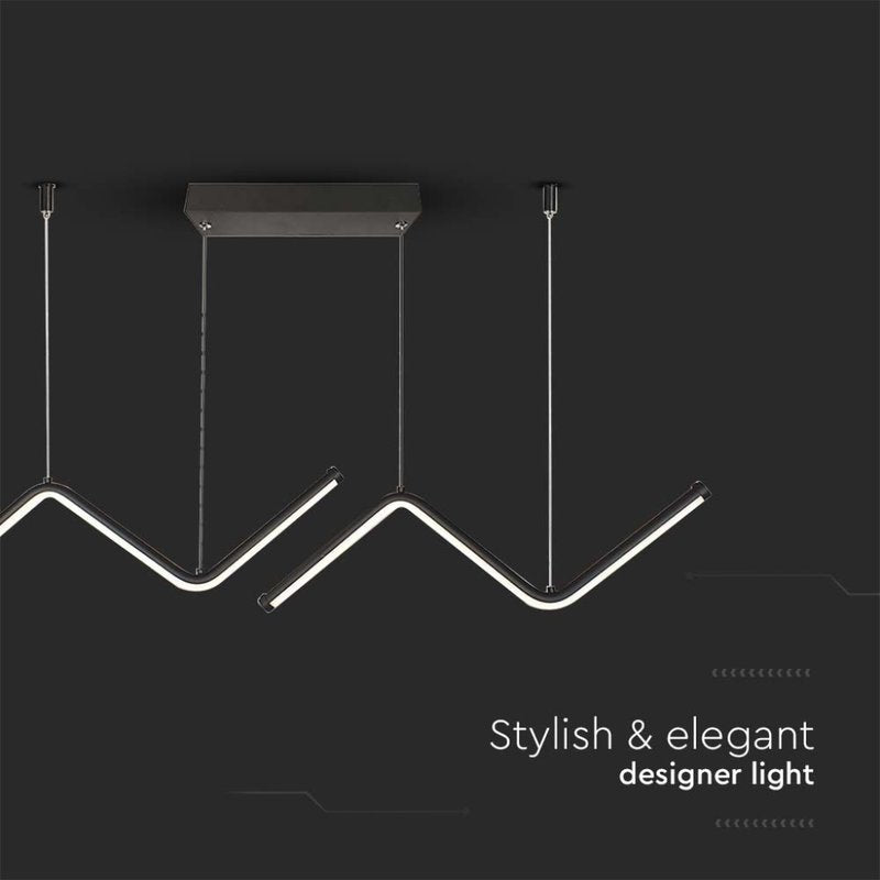 Lampadario LED a Sospensione 12W 1280lm dal Design Moderno Doppia Barra Led ZigZag Colore Nero 4000K SKU-6937