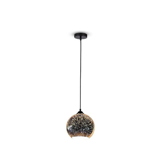 Lampadario Led a Sospensione Campana in Vetro Colore Cromo Specchio con Effetto 3D Diametro 20cm Attacco E27 SKU-40121