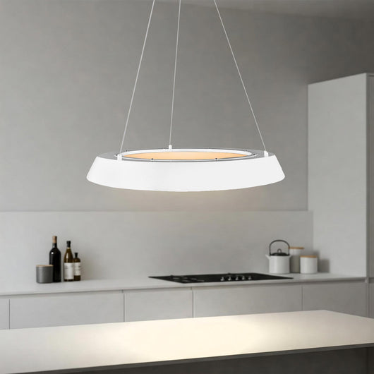 Lampadario soffitto cerchio luminoso LED 43W CCT pendente elegante sospensione dimmerabile luce tavolo cucina telecomando 230V 60cm BIANCO