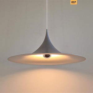 Lampadario industriale LED E27 cappello strega pendente vintage minimal tromba luce tavolo cucina pizzeria ristorante 230V BIANCO