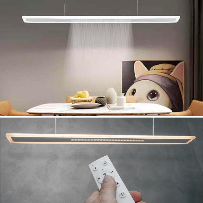 Lampadario moderno ufficio lampada pendente LED 70W CCT doppio LED con telecomando luce dimmerabile sospensione studio 230V BIANCO