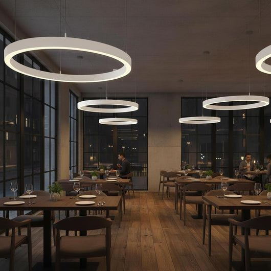 LAUTARO Lampadario LED 59W Pendente Lampada a Sospensione Circolare DALI Dimmerabile 90cm Luce Sala Ricevimento Ristorante Albergo BIANCO 4000K