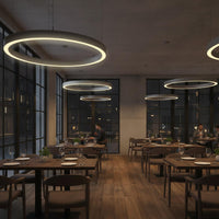 LAUTARO Lampadario LED 59W Pendente Lampada a Sospensione Circolare DALI Dimmerabile 90cm Luce Sala Ricevimento Ristorante Albergo GRIGIO 4000K