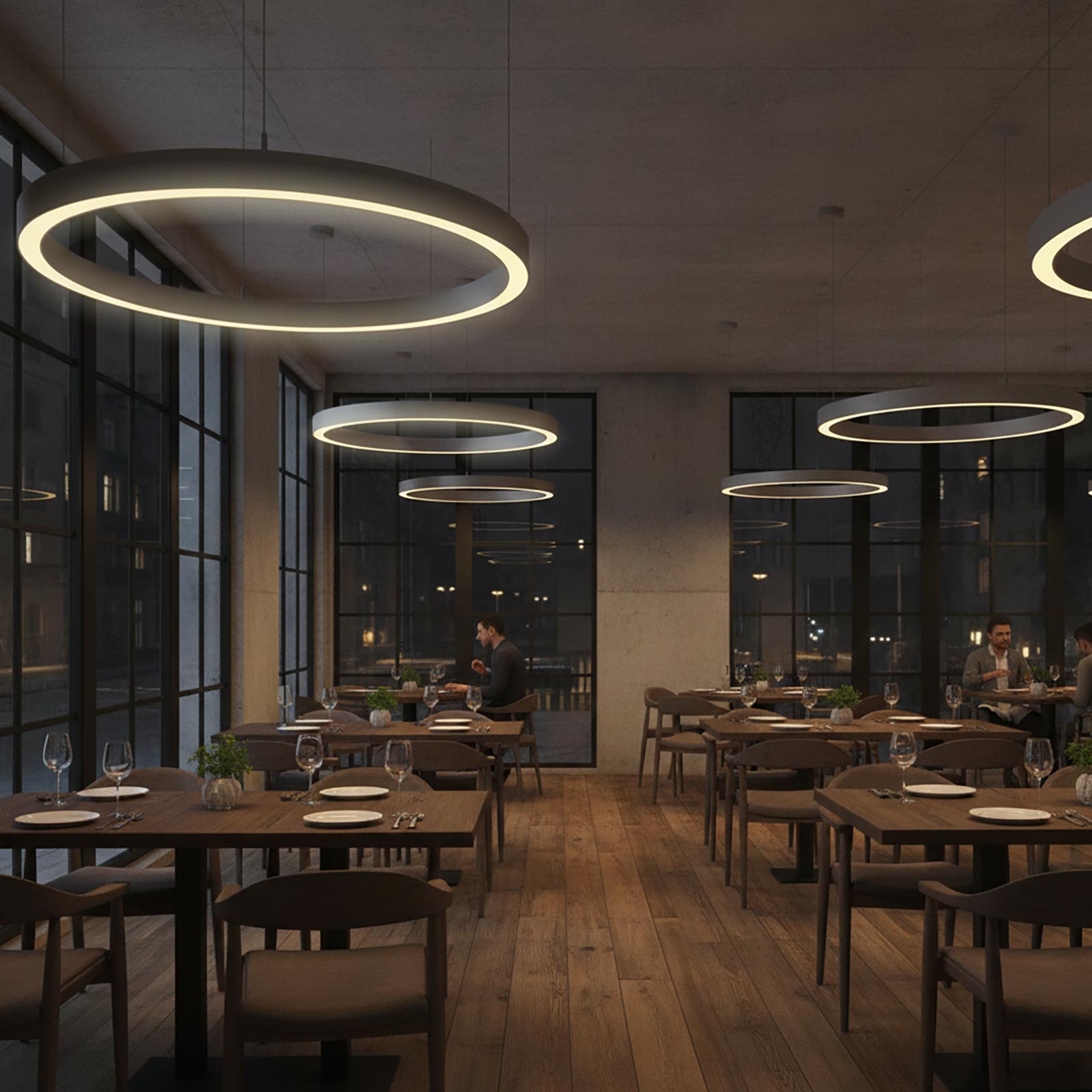 LAUTARO Lampadario LED 59W Pendente Lampada a Sospensione Circolare DALI Dimmerabile 90cm Luce Sala Ricevimento Ristorante Albergo GRIGIO 3000K