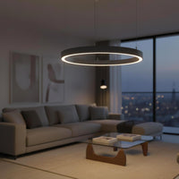 LAUTARO Lampadario LED 59W Pendente Lampada a Sospensione Circolare DALI Dimmerabile 90cm Luce Sala Ricevimento Ristorante Albergo GRIGIO 4000K