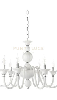 LAMPADARIO TEBE 6 LUCI BIANCO E CROMO ATTACCO E14 D.70CM