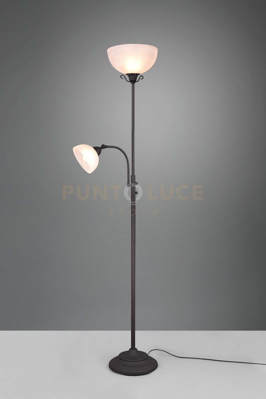 COUNTRY PIANTANA CON LAMPADA LETTURA ANTIC CURVA+VE H.184CM 2 LUCI ATTACCO E14-E27
