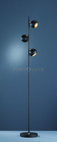 DAKOTA PIANTANA METALLO NERO E ORO CON 3 DIFFUSORI ORIENTABILI COM DIMMER INTEGRATO H. 155CM ATTACCO G9