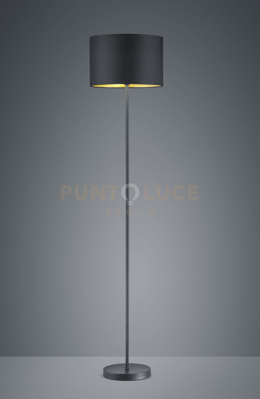 HOSTEL PIANTANA PARALUME TESSUTO NERO INTERNO ORO H.160CM, D.35CM 1 LUCE ATTACCO E27