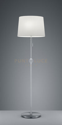 LYON PIANTANA ACCIAIO SATINATO CON PARALUME BIANCO REGOLABILE IN ALTEZZA E CON 3 LUCI ATTACCO E27 AD ACCENSIONE SEPARATA H. 140-180CM, D.46,5CM